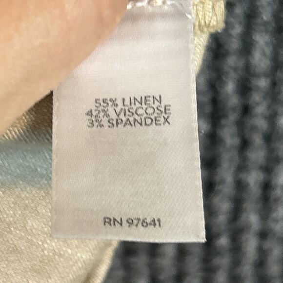 J Jill Womens Pull On Linen Stretch Pants Size Large Beige Button Cuff Neutral - Picture 8 of 8